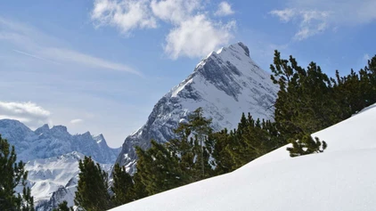 Schneebedeckter Berggipfel
