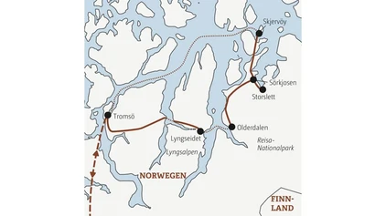 Start- und Endpunkt dieser Reise: das winterliche Tromsö