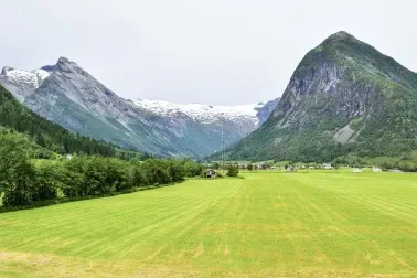 Die Aussicht vom Gletschermuseum in Fjaerland