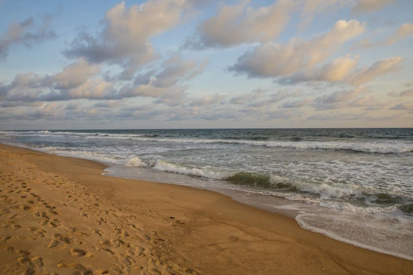 Impressionen am Strand der Elfenbeinküste mit sanften Wellen und authentischer Landschaft