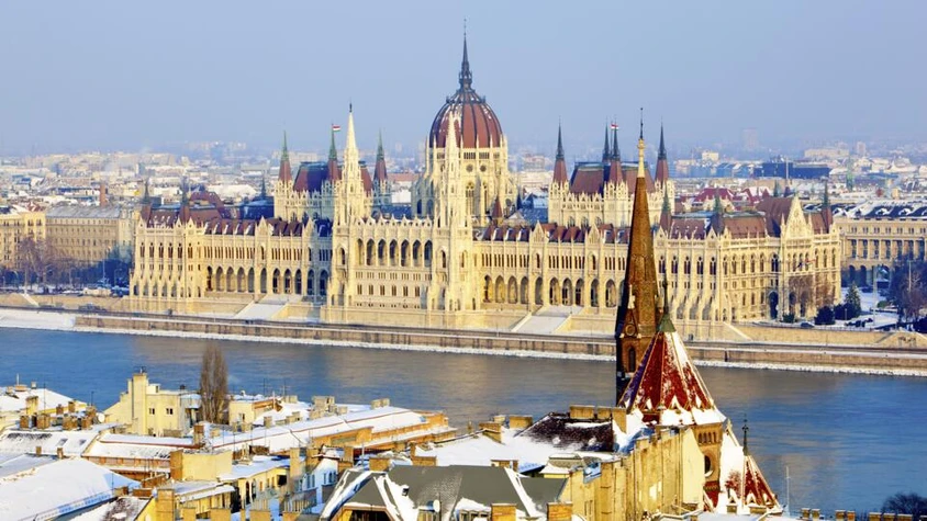 Blick auf das winterliche Budapest