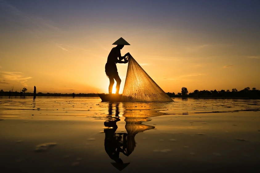 Fischer auf dem Mekong